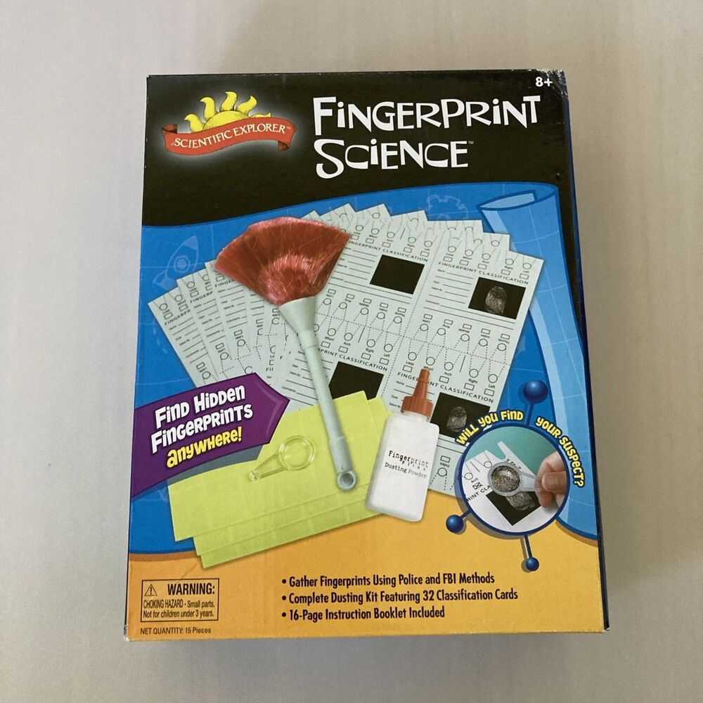 Fingerprint Science Kit FBI Sleuthing Police Investigation Detective Forensics